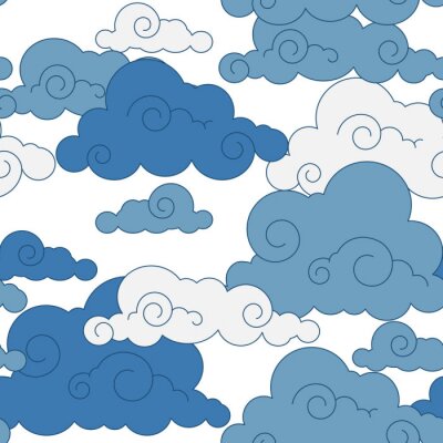 Behang vintage cloud Chinese naadloze patroon