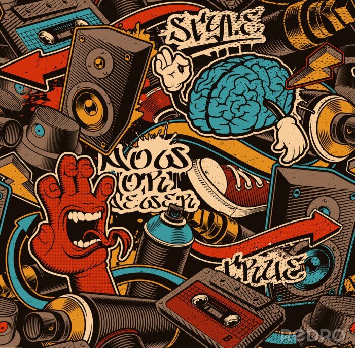 Behang Vintage graffiti