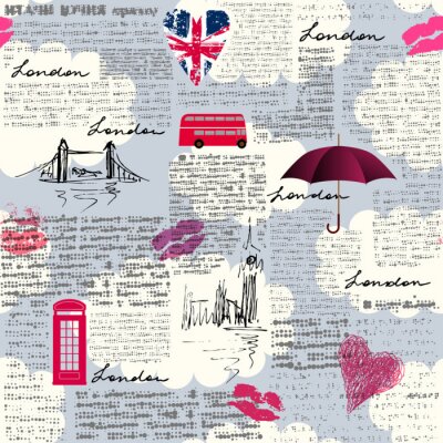 Behang Vintage patroon Londen