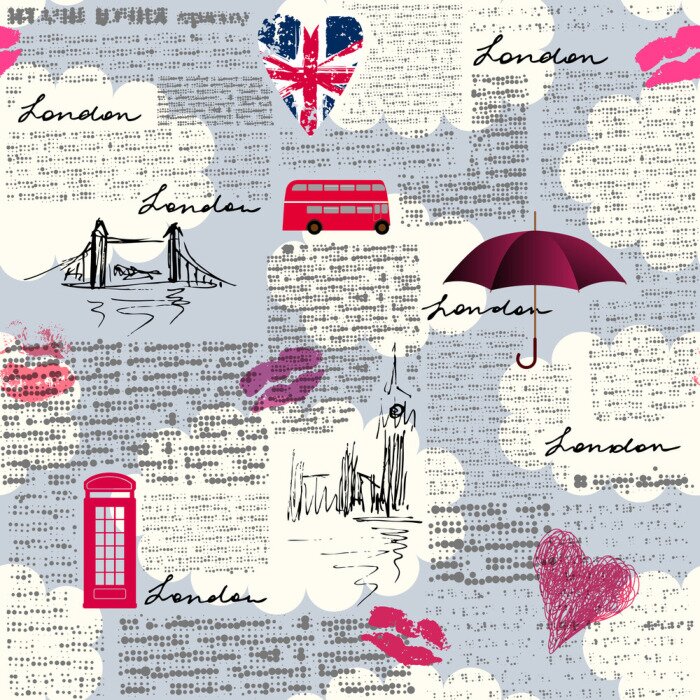 Behang Vintage patroon Londen