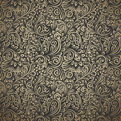 Behang Vintage seamless pattern with curls