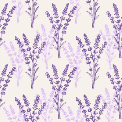 Behang Vintage seamless pattern with lavender flowers.