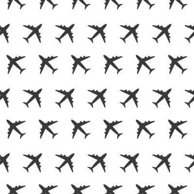 Behang Vliegtuig commerciële luchtvaart naadloze teken duidelijk patroon silhouet