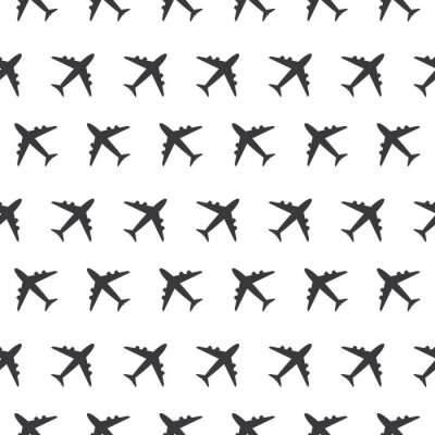 Behang Vliegtuig commerciële luchtvaart naadloze teken duidelijk patroon silhouet