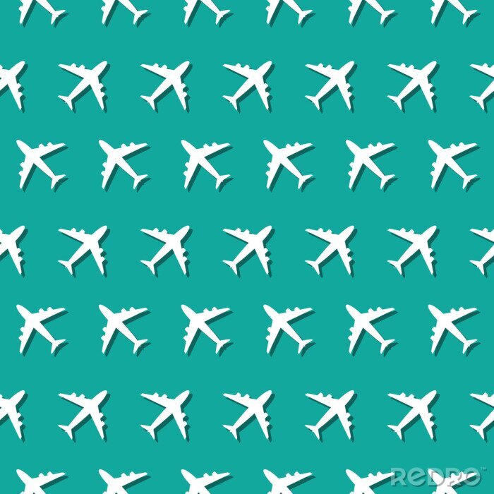 Behang Vliegtuig commerciële luchtvaart symbool naadloze patroon