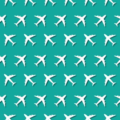 Behang Vliegtuig commerciële luchtvaart symbool naadloze patroon