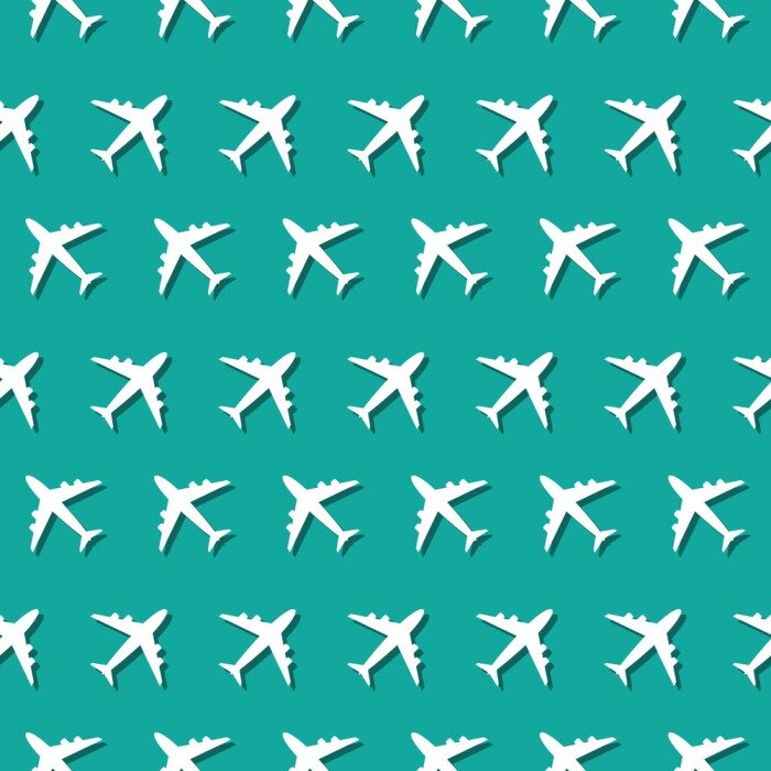 Behang Vliegtuig commerciële luchtvaart symbool naadloze patroon