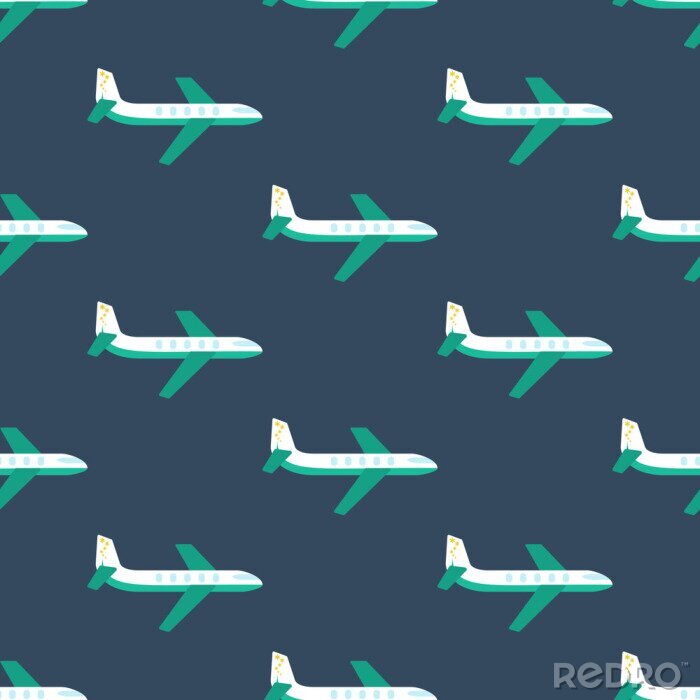 Behang Vliegtuig naadloos patroon