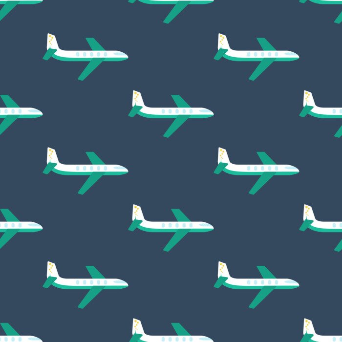 Behang Vliegtuig naadloos patroon