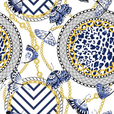 Behang Vlinderkettingen en dierenpatronen