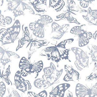 Behang Vlinders in grijstinten