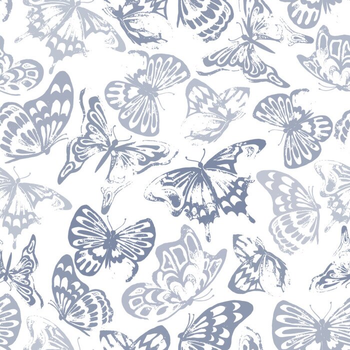 Behang Vlinders in grijstinten