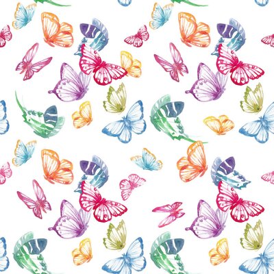 Behang Vlinders in verschillende pastelkleuren