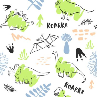 Behang Voetafdrukken van dinosaurussen