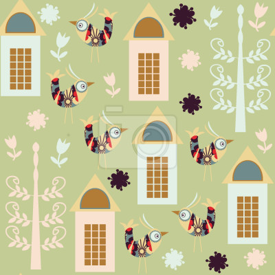 Behang Vogels in de lente