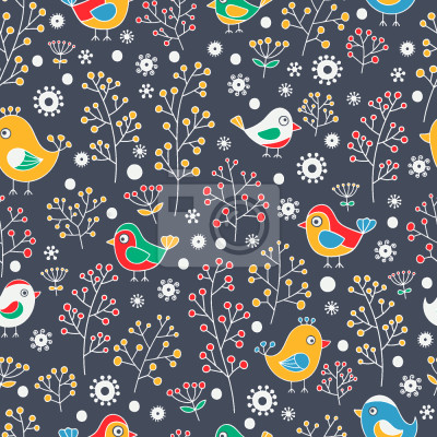 Behang Vogels Liefde Bessen