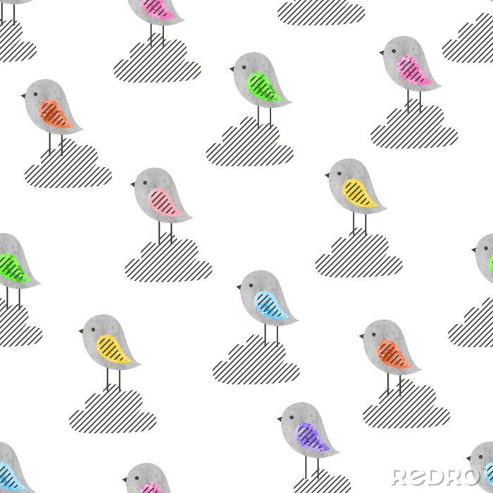 Behang Vogels met kleurrijke vleugels