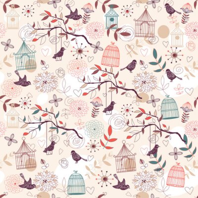 Behang Vogelspatroon