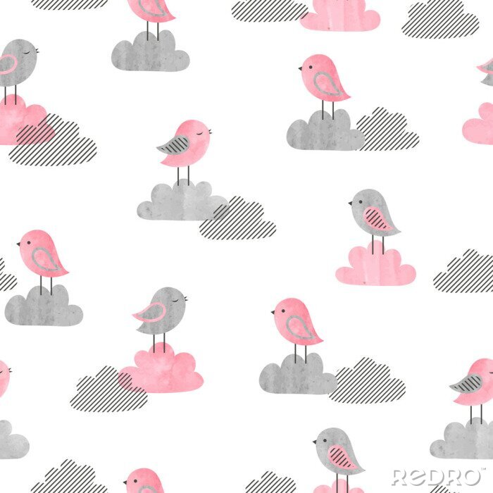 Behang Vogeltjes op de wolken