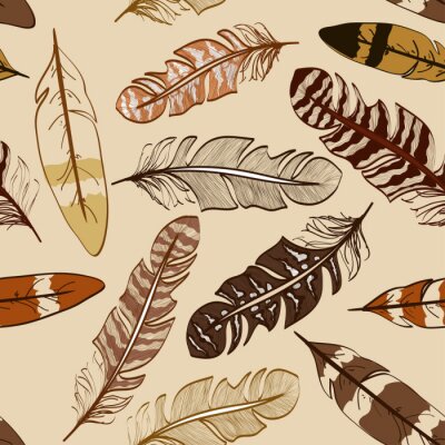 Behang Vogelveren in de kleuren van de natuur