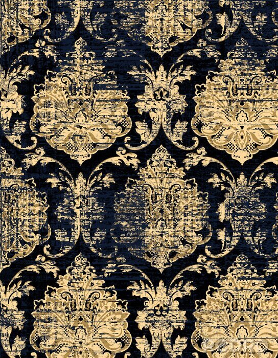 Behang Voor kunst textuur en vintage papier of grenskader, moderne damastpatroon voor tapijt, kleed, sjaal, klembord, sjaal patroon