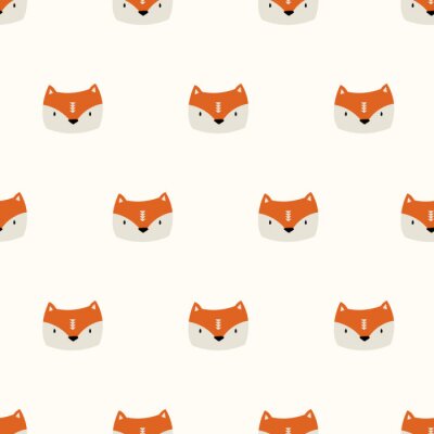 Behang Vossenkoppen op beige achtergrond