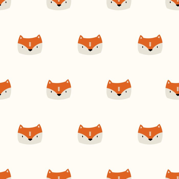 Behang Vossenkoppen op beige achtergrond