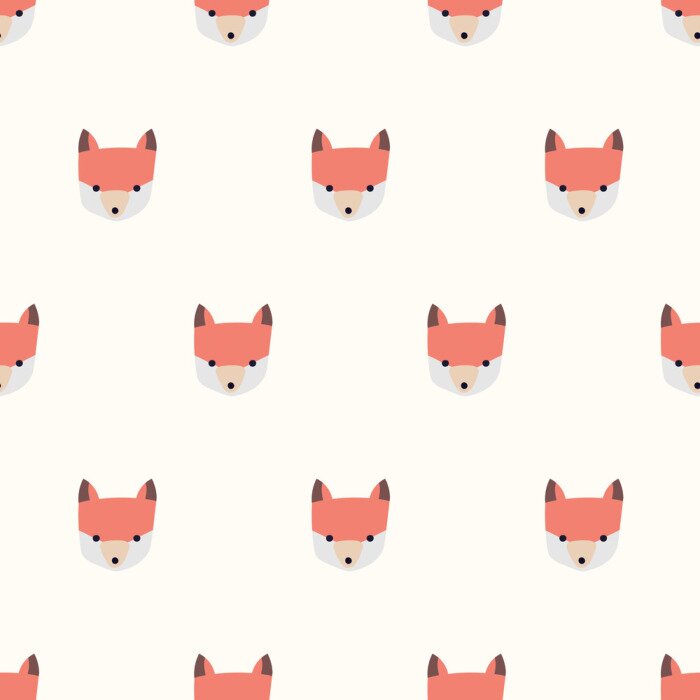 Behang Vossenkoppen op een poederachtergrond