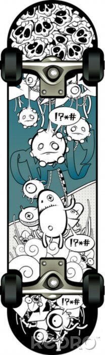 Behang Vreemde graffiti op skateboard