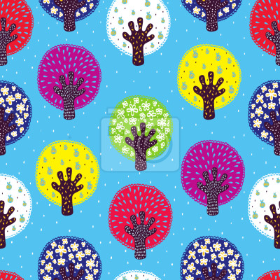 Behang Vrolijk gevormde bomen