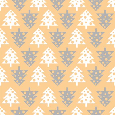 Behang Vrolijke abstracte kerstbomen