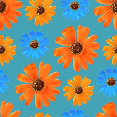 Behang Vrolijke goudsbloembloemen