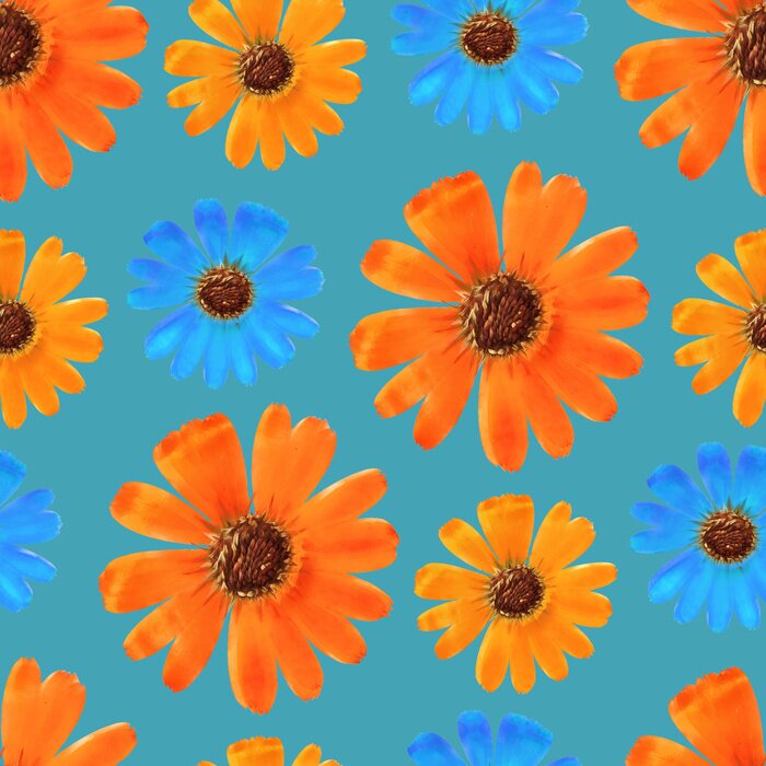 Behang Vrolijke goudsbloembloemen