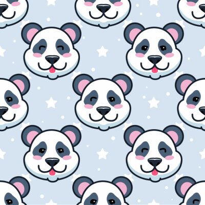 Behang Vrolijke panda's tussen de sterren