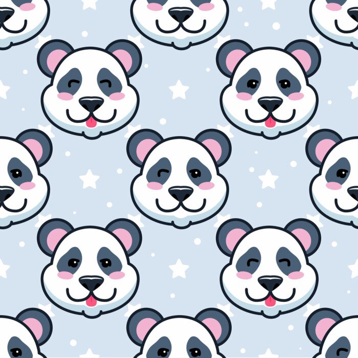 Behang Vrolijke panda's tussen de sterren