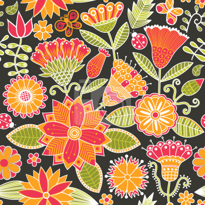 Behang Vrolijke Tuin Folklore