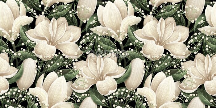 Behang Vrouwelijk magnoliaboeket