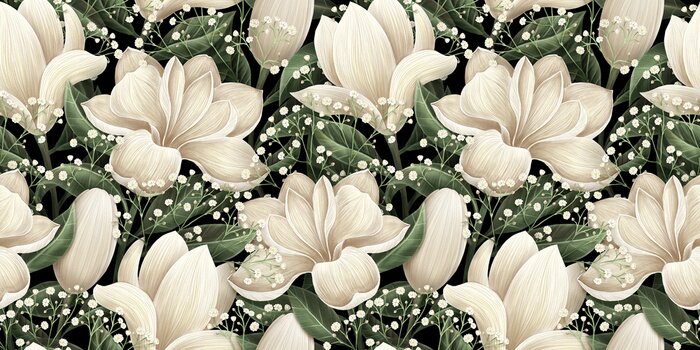 Behang Vrouwelijk magnoliaboeket