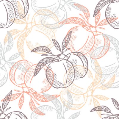 Behang Vruchten op een tak in oranje kleuren