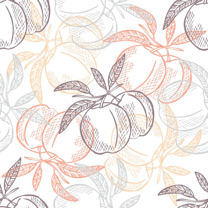 Behang Vruchten op een tak in oranje kleuren