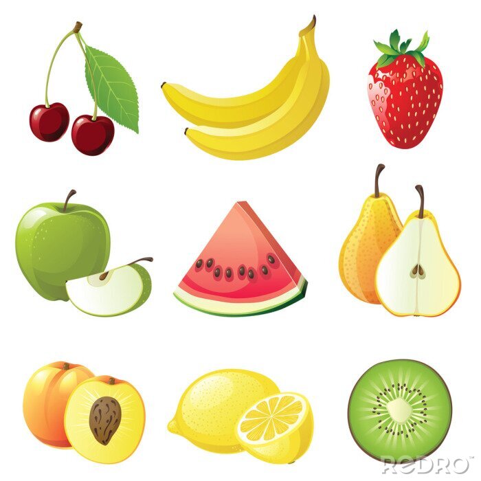 Behang vruchten pictogrammen