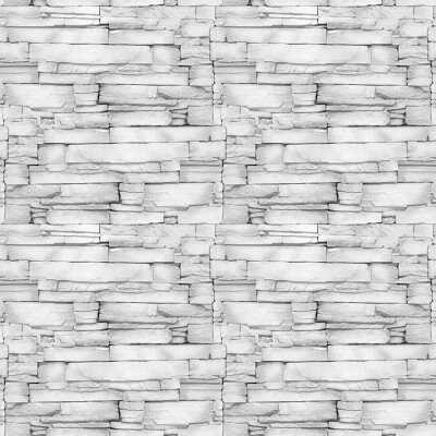 Behang Wall of the white limestone - decorative pattern - aligned masonry - seamless background