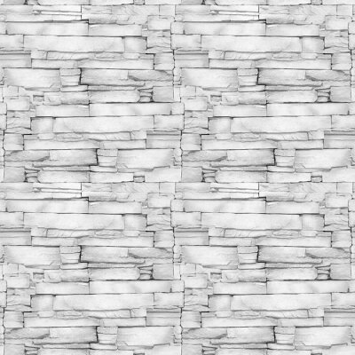 Behang Wall of the white limestone - decorative pattern - aligned masonry - seamless background