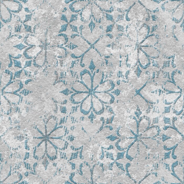 Behang Wall stencil plaster seamless texture, pattern on grunge background, 3d illustration