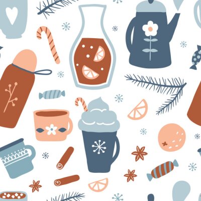 Behang Warme dranken naadloos patroon