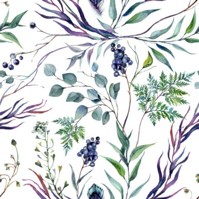 Behang Watercolor Botanical Greneery Pattern
