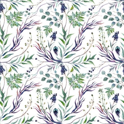 Behang Watercolor Botanical Greneery Pattern