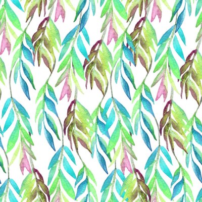 Watercolor naadloze patroon met boombladeren. achtergrond van de lente