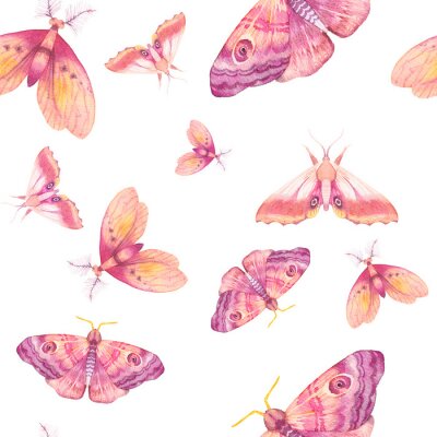 Watercolor vlinder naadloos patroon. Hand getrokken zomer structuur met verschillende veelkleurige vlinders op een witte achtergrond. Het herhalen van behang ontwerpen