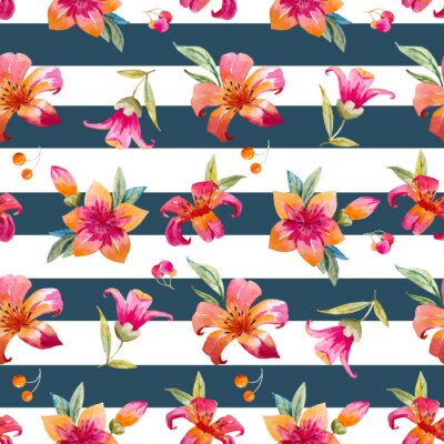 Behang Waterverf bloemen vector patroon